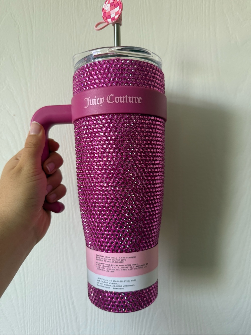 Juicy Couture Hot Pink Rhinestone Stainless Tumbler NEW